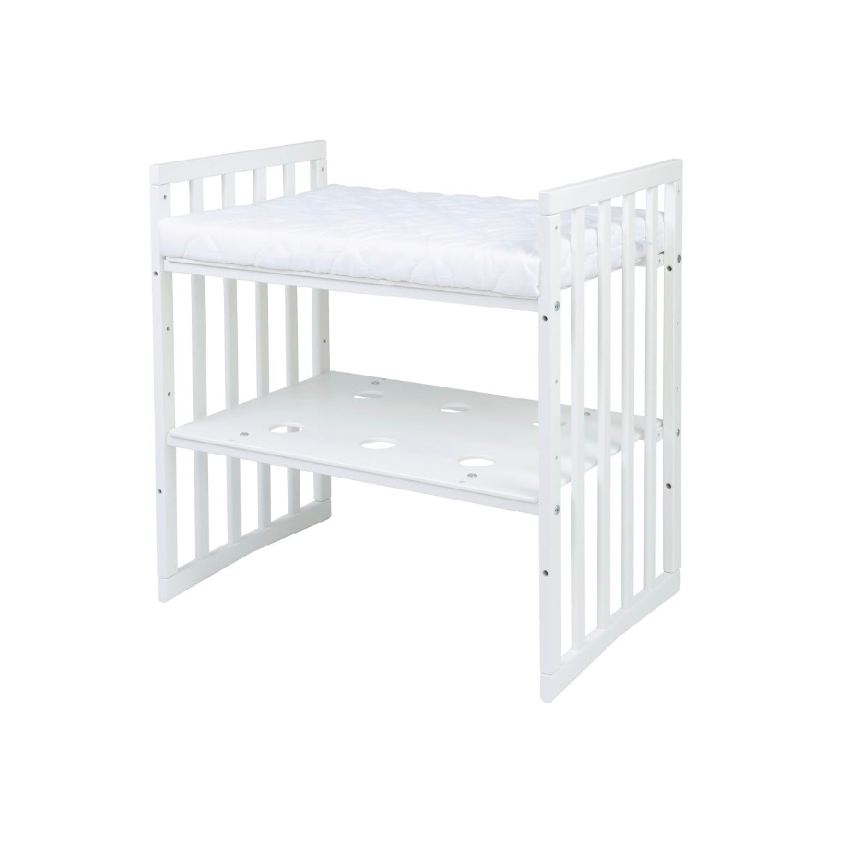 7in1 Babybett Oval Weiss Bundle – inkl. Bett-Set, Matratze & Betthimmel
