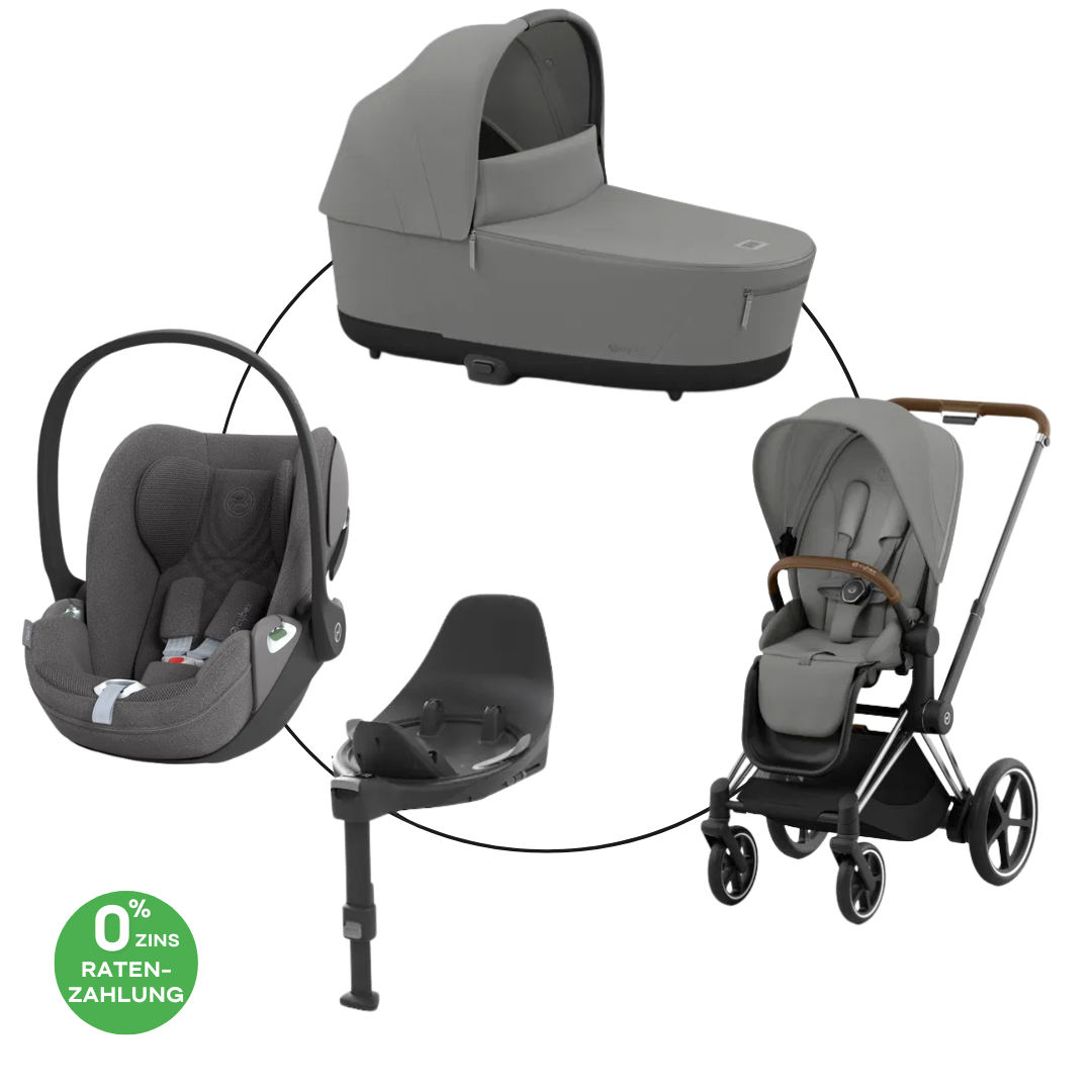 Cybex Chrome ePriam Travel Bundle-Set 4in1 inkl Cloud T Plus Chrome / Brown /Off White