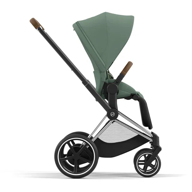 Cybex Chrome ePriam Travel Bundle-Set 4in1 inkl Cloud T Plus Chrome / Brown / Leaf Green