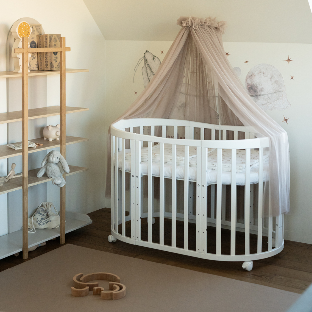 Lit Bébé 7en1 Ovale Blanc – incluant Matelas