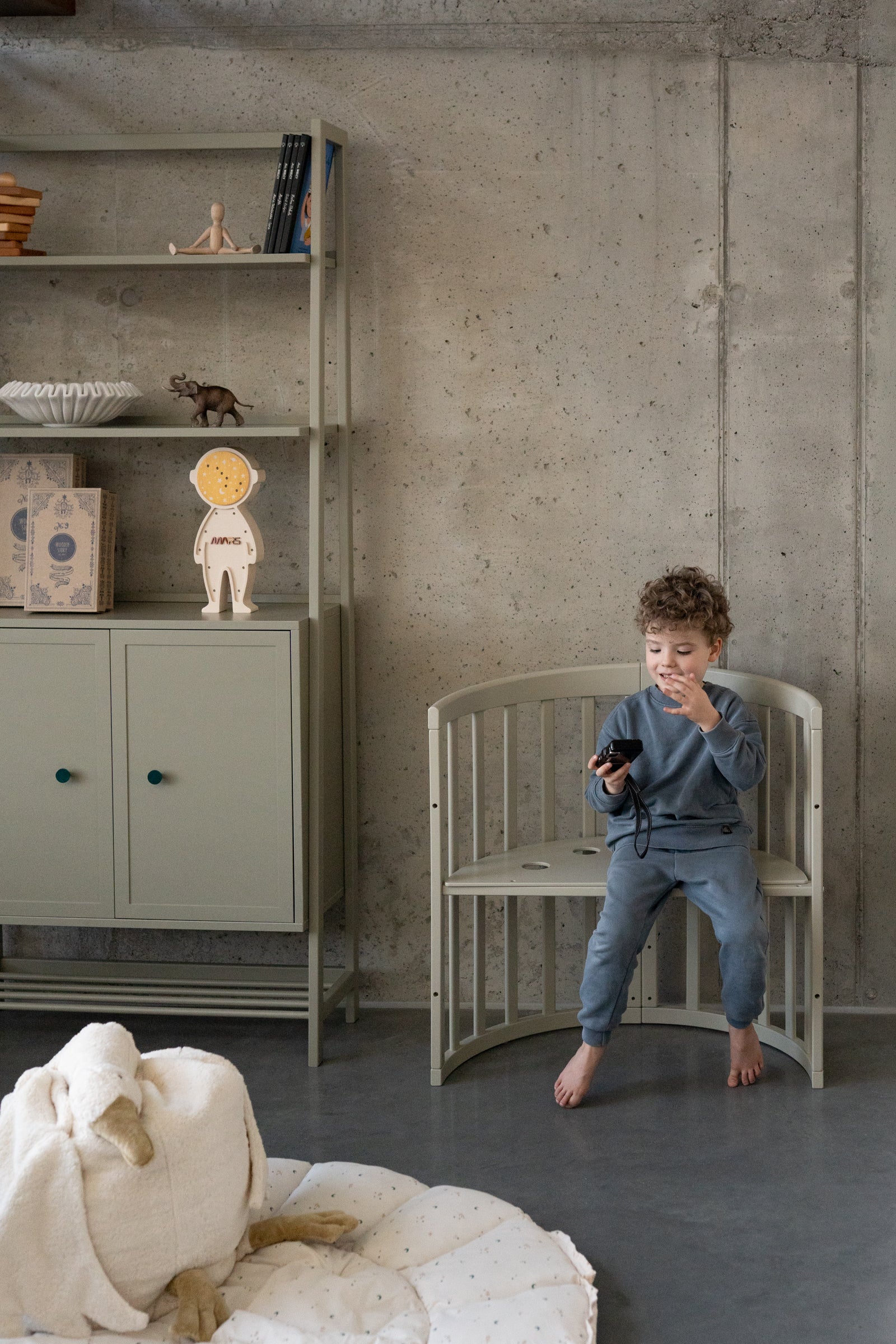 7in1 Babybett Oval Olive – inkl. Matratze