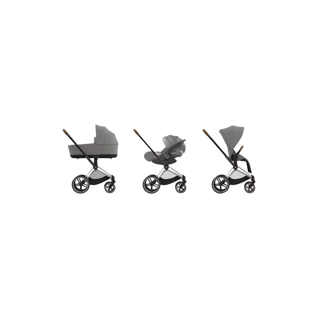 Cybex Priam Travel Bundle-Set 4in1 inkl Cloud T Plus Mirage Grey / Brown / Chrome