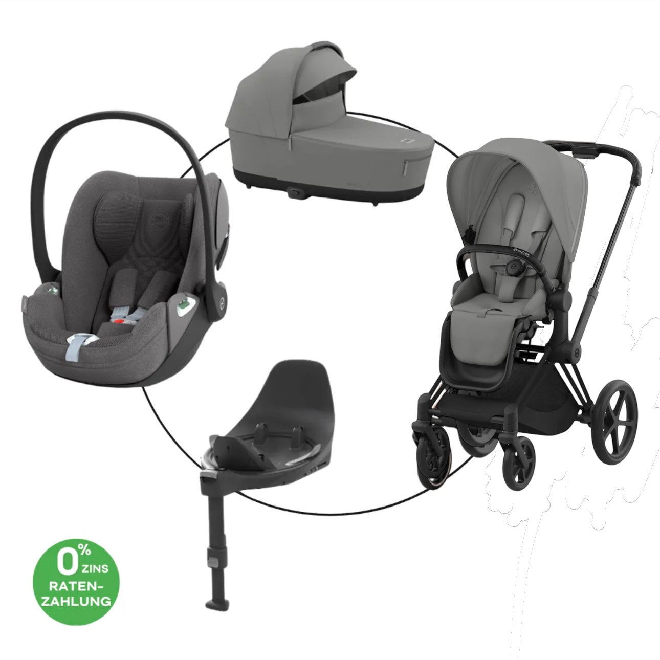 Cybex Priam Matt Mirage Grey Travel Bundle-Set 4in1 inkl Cloud T Plus