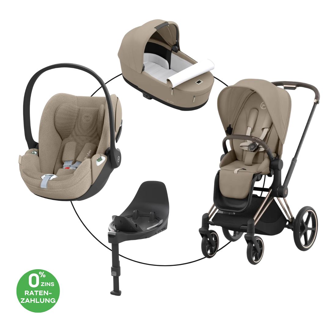 Cybex Priam Rosegold Travel Bundle-Set 4in1 inkl Cloud T Plus Cozy Bei