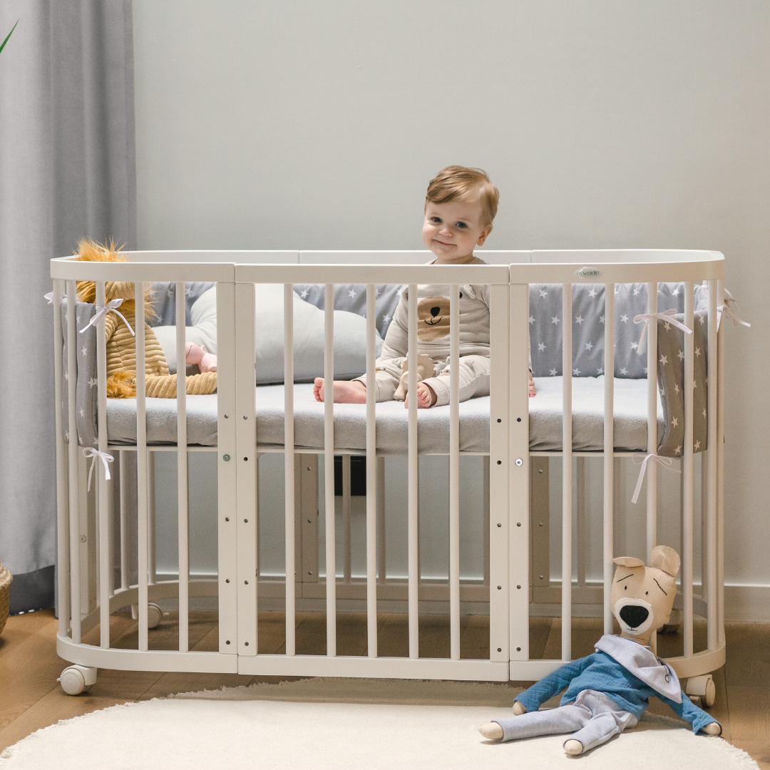 Lit Bébé 7en1 Quadi Blanc – incluant Matelas