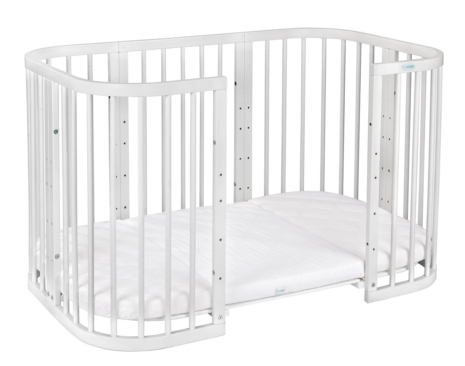 7in1 Babybett Quadi Weiss – inkl. Matratze
