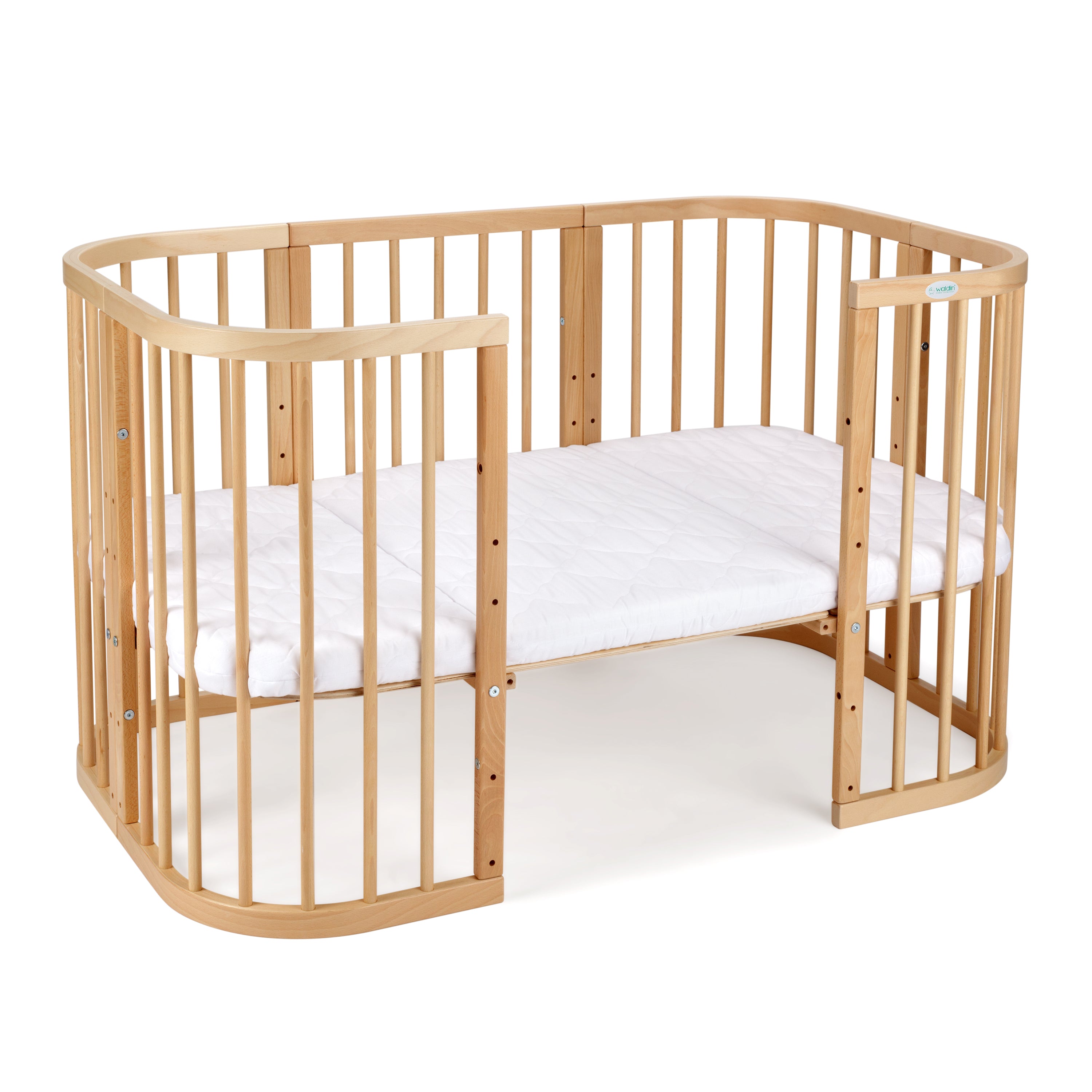 7in1 Babybett Quadi Nature Bundle – inkl. Bett-Set, Matratze & Betthimmel