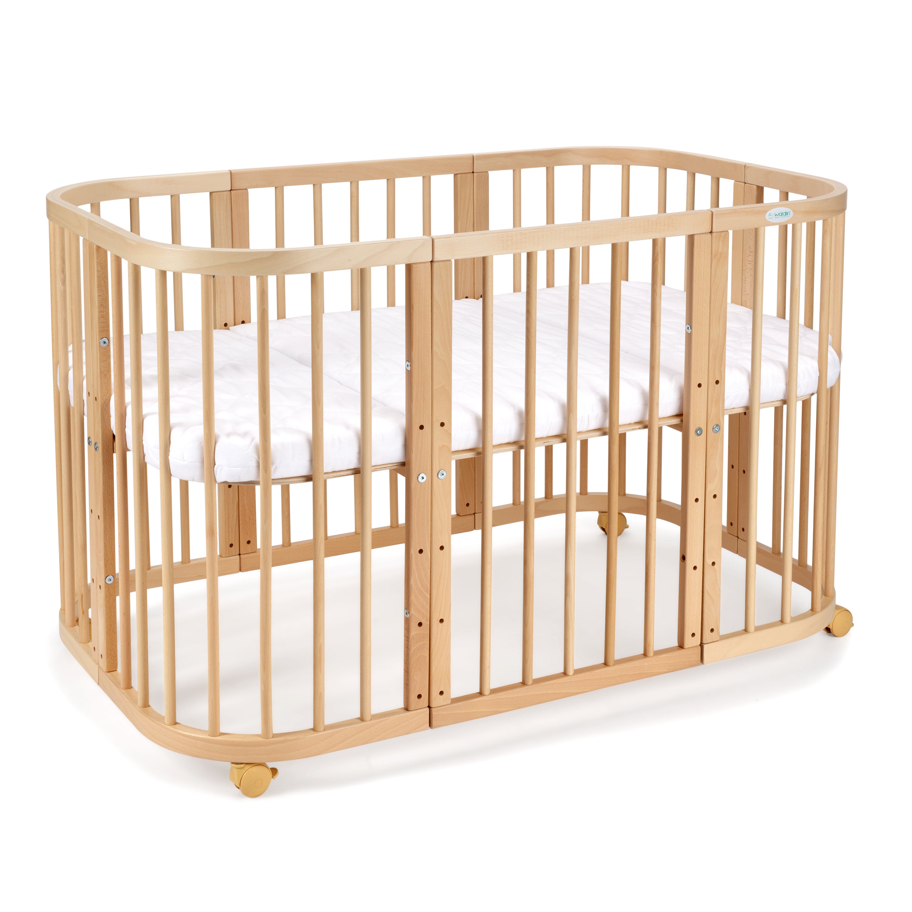 7in1 Babybett Quadi Nature Bundle – inkl. Bett-Set, Matratze & Betthimmel