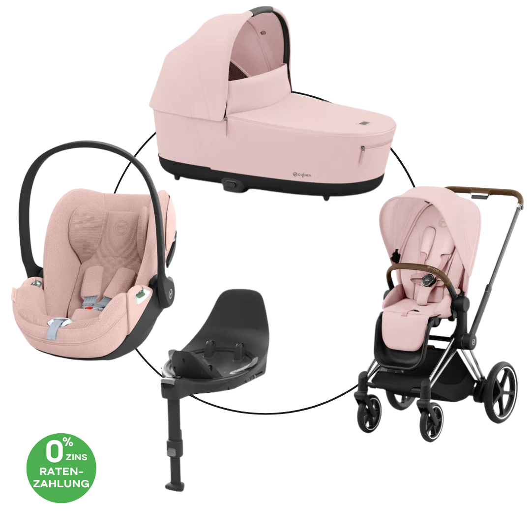 Cybex Chrome ePriam Travel Bundle-Set 4in1 inkl Cloud T Plus Chrome / Brown /Mirage Grey
