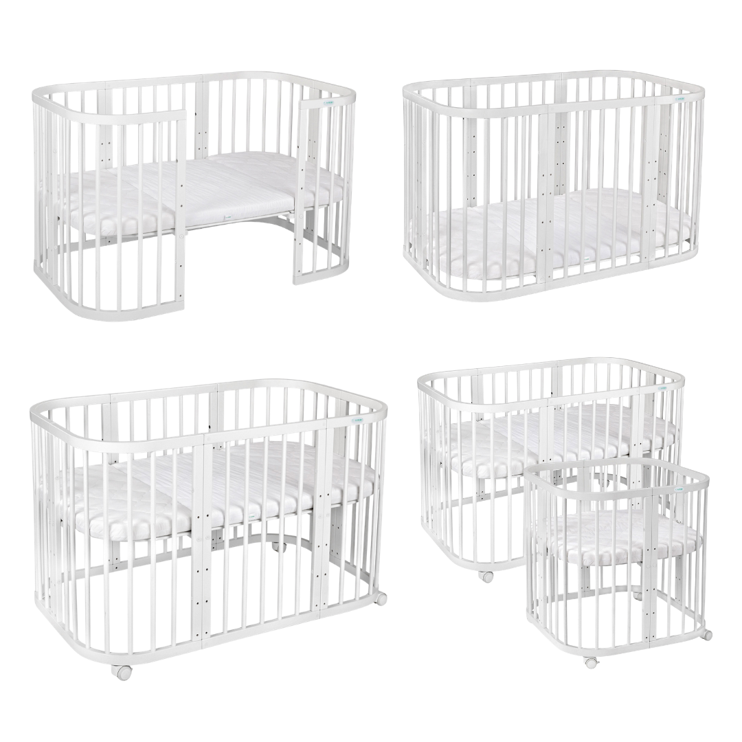 7in1 Babybett Quadi Weiss – inkl. Matratze