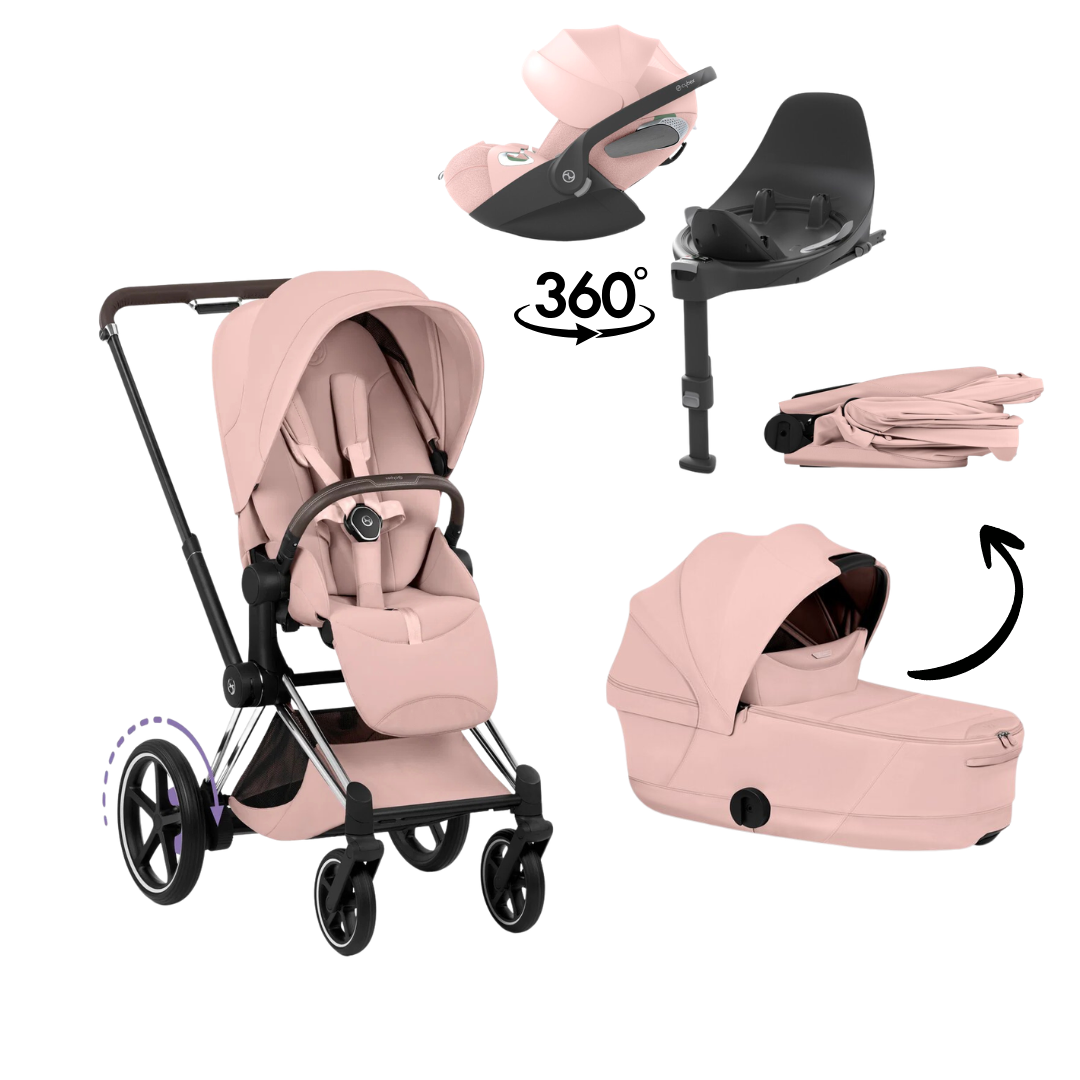 CYBEX E-Priam Style Chrome Bundle - Set 4in1 inkl. Cloud T & Base T Off White