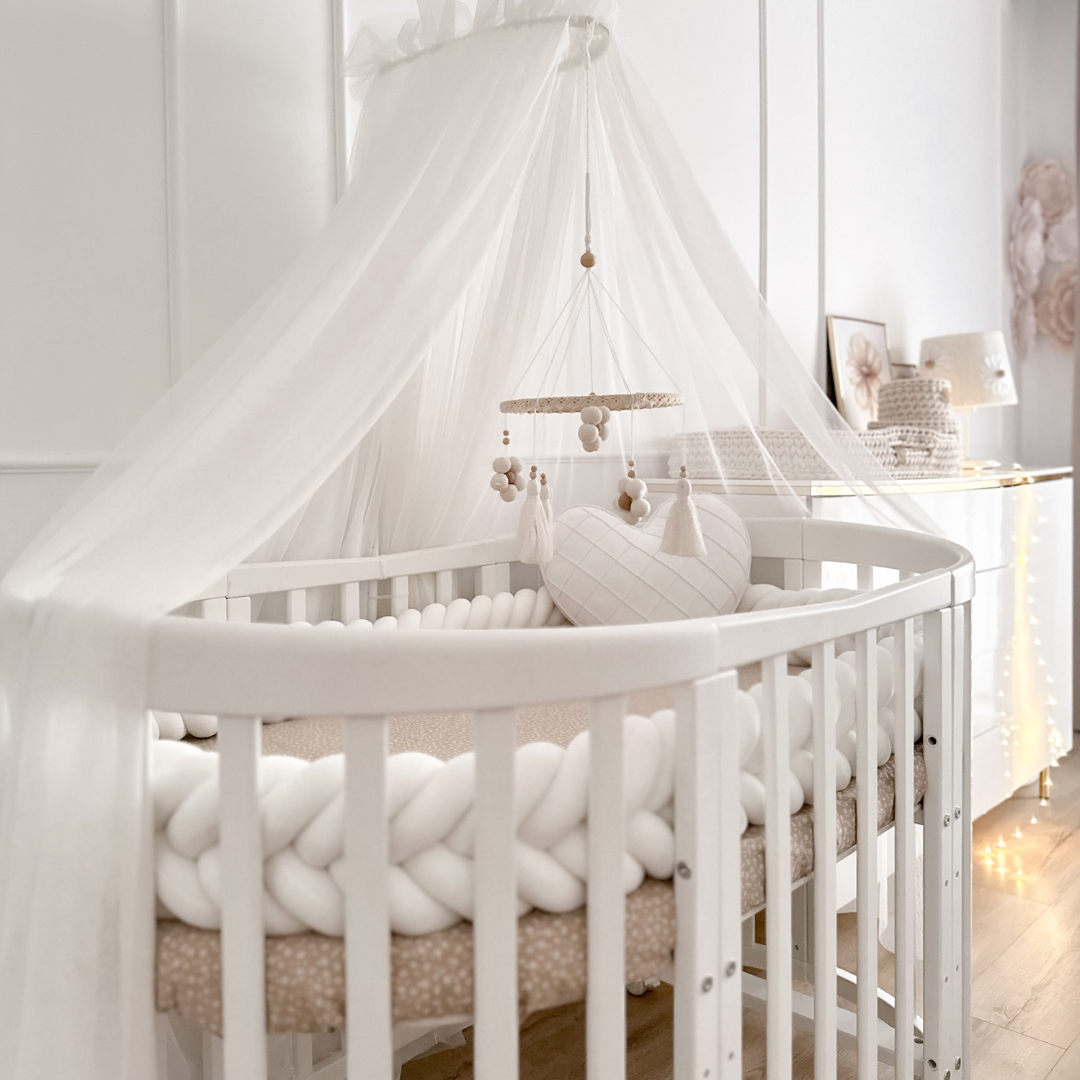 Lit Bébé 7en1 Ovale Blanc – incluant Matelas