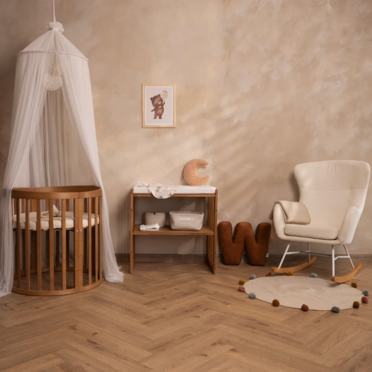 7in1 Babybett Oval Vintage– inkl. Matratze