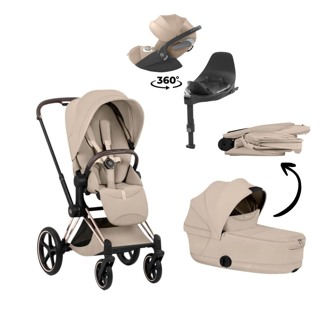 CYBEX Priam Style Rosegold Bundle - Set 4in1 inkl. Cloud T & Base T Off White