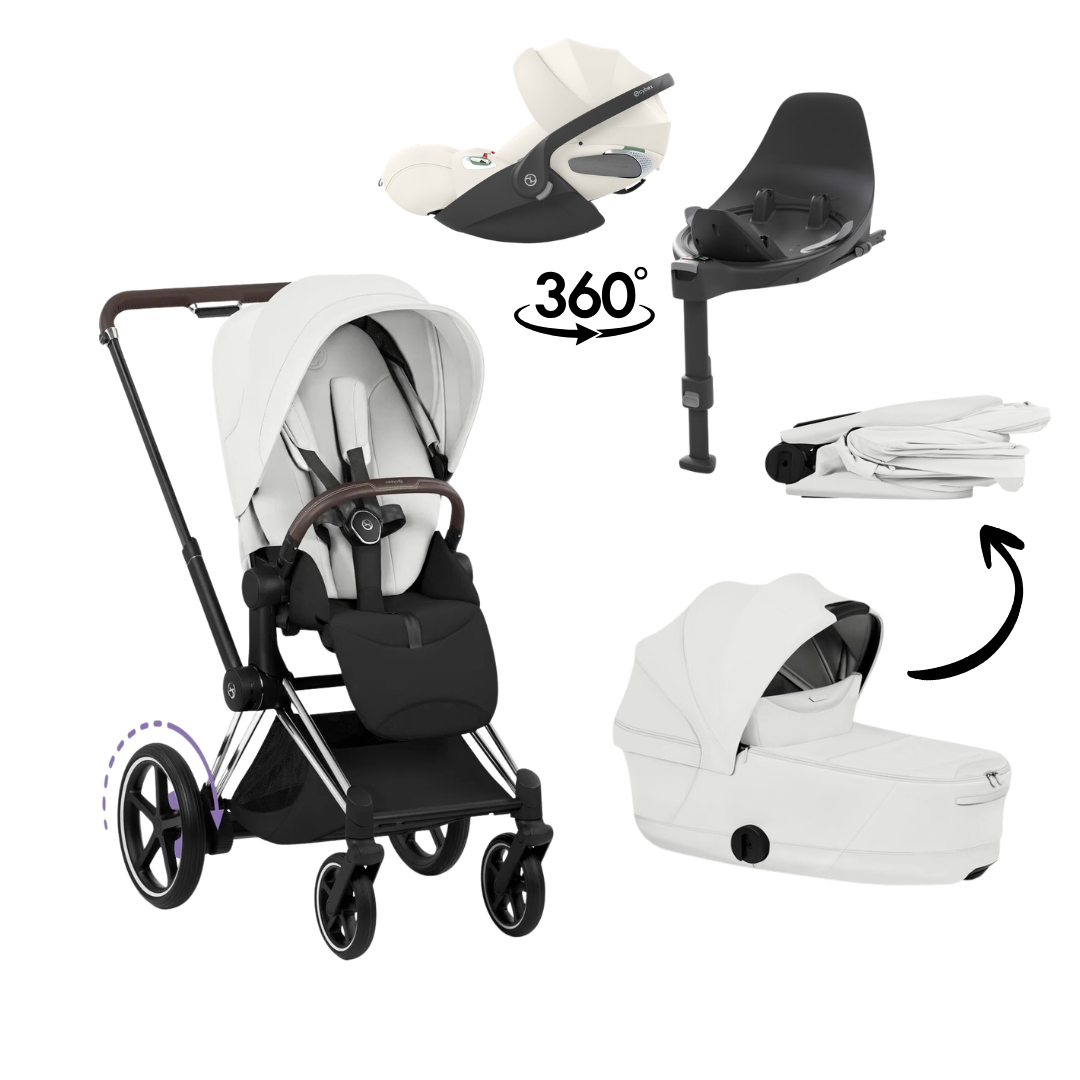 CYBEX E-Priam Style Chrome Bundle - Set 4in1 inkl. Cloud T & Base T Off White