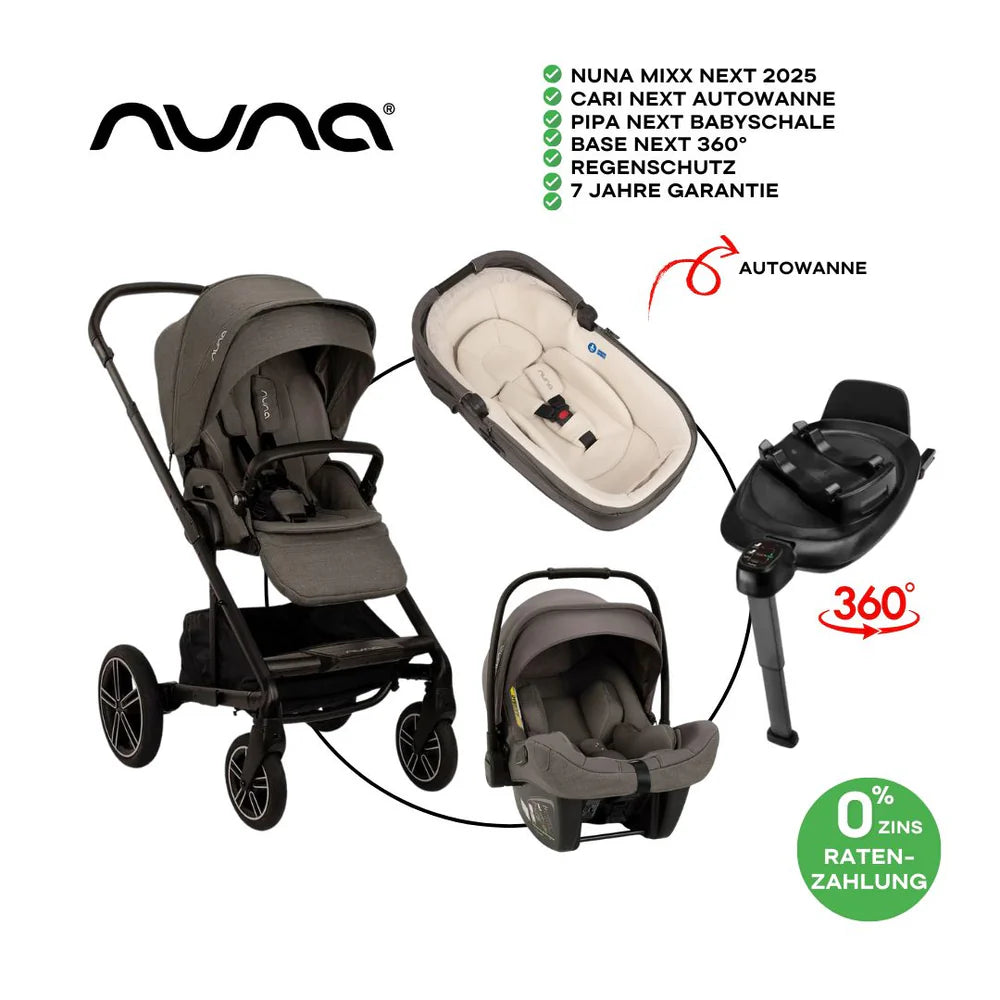 Nuna Mixx Next Bundle-Set Thunder 4in1 inkl Babybett Dalia + Wickelkommode Set