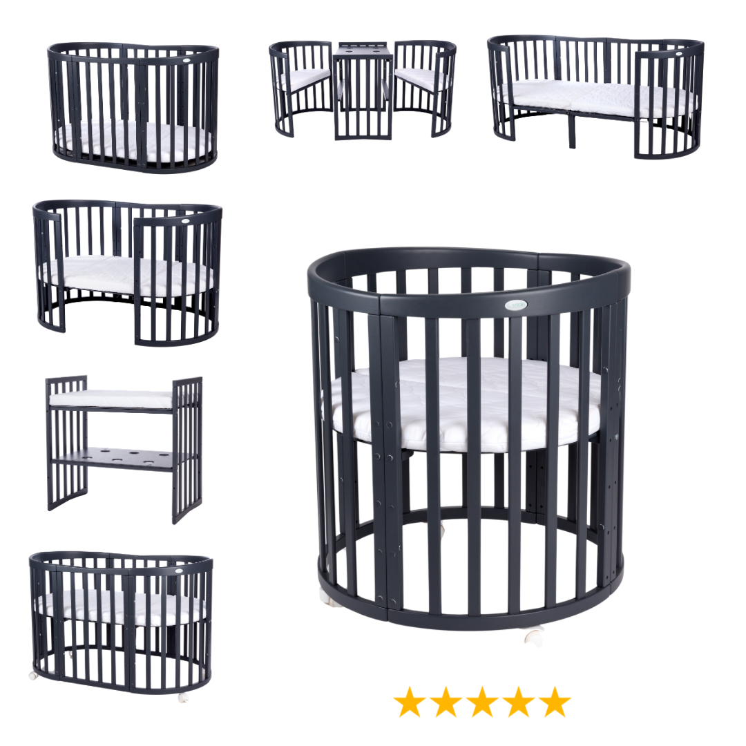 7in1 Babybett Oval Graffiti Bundle – inkl. Matratze