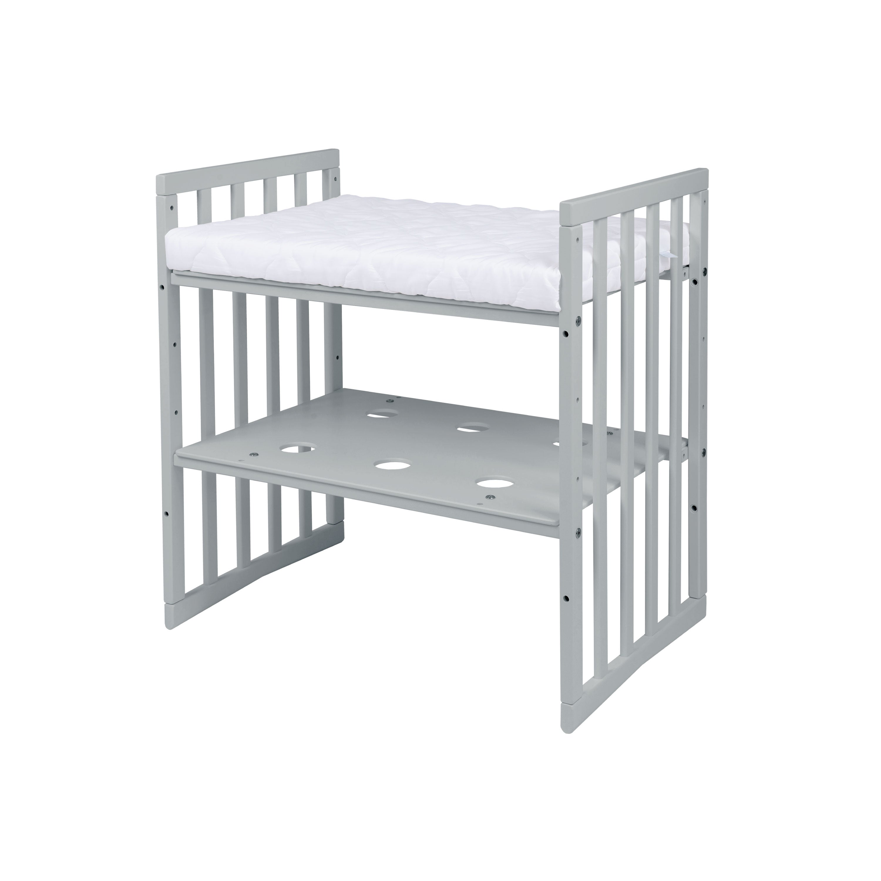 7in1 Babybett Oval Grau Bundle – inkl. Bett-Set, Matratze & Betthimmel