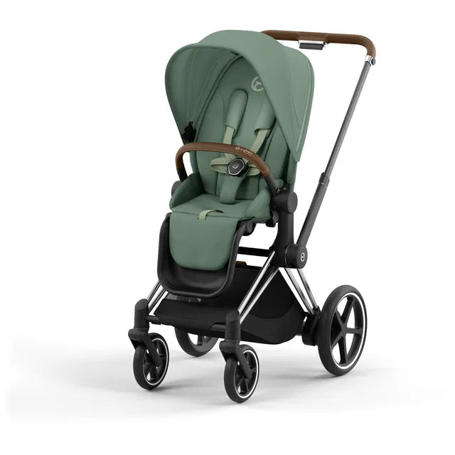 Cybex Chrome ePriam Travel Bundle-Set 4in1 inkl Cloud T Plus Chrome / Brown / Leaf Green
