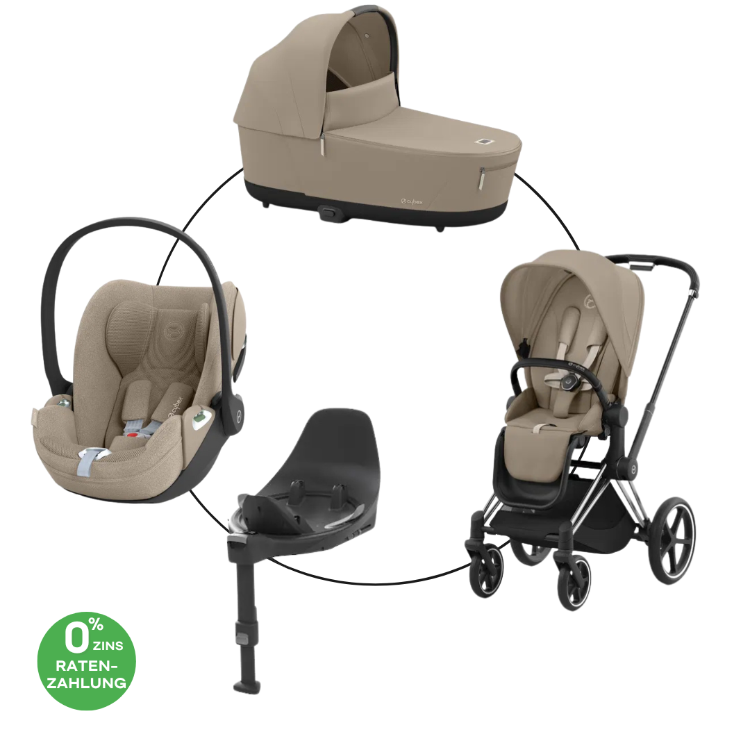 Cybex Priam Chrome Beige Travel Bundle-Set 4in1 inkl Cloud T Plus