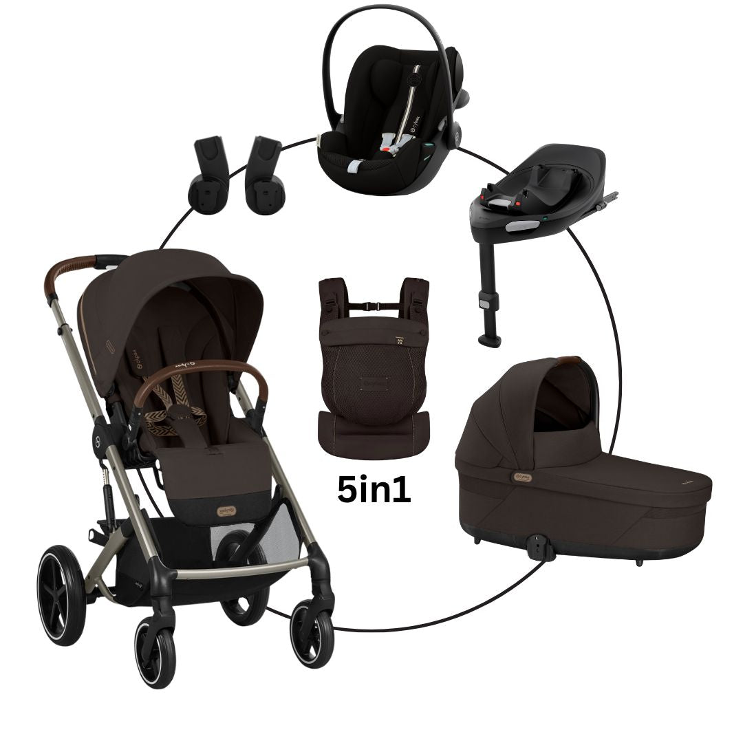 CYBEX Balios Lux 5in1 Bundle inkl. Amya Babytrage magic black
