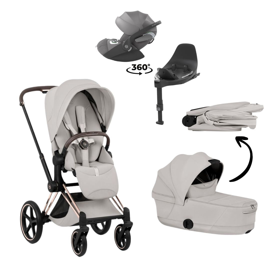 CYBEX Priam Style Rosegold Bundle - Set 4in1 inkl. Cloud T & Base T Off White