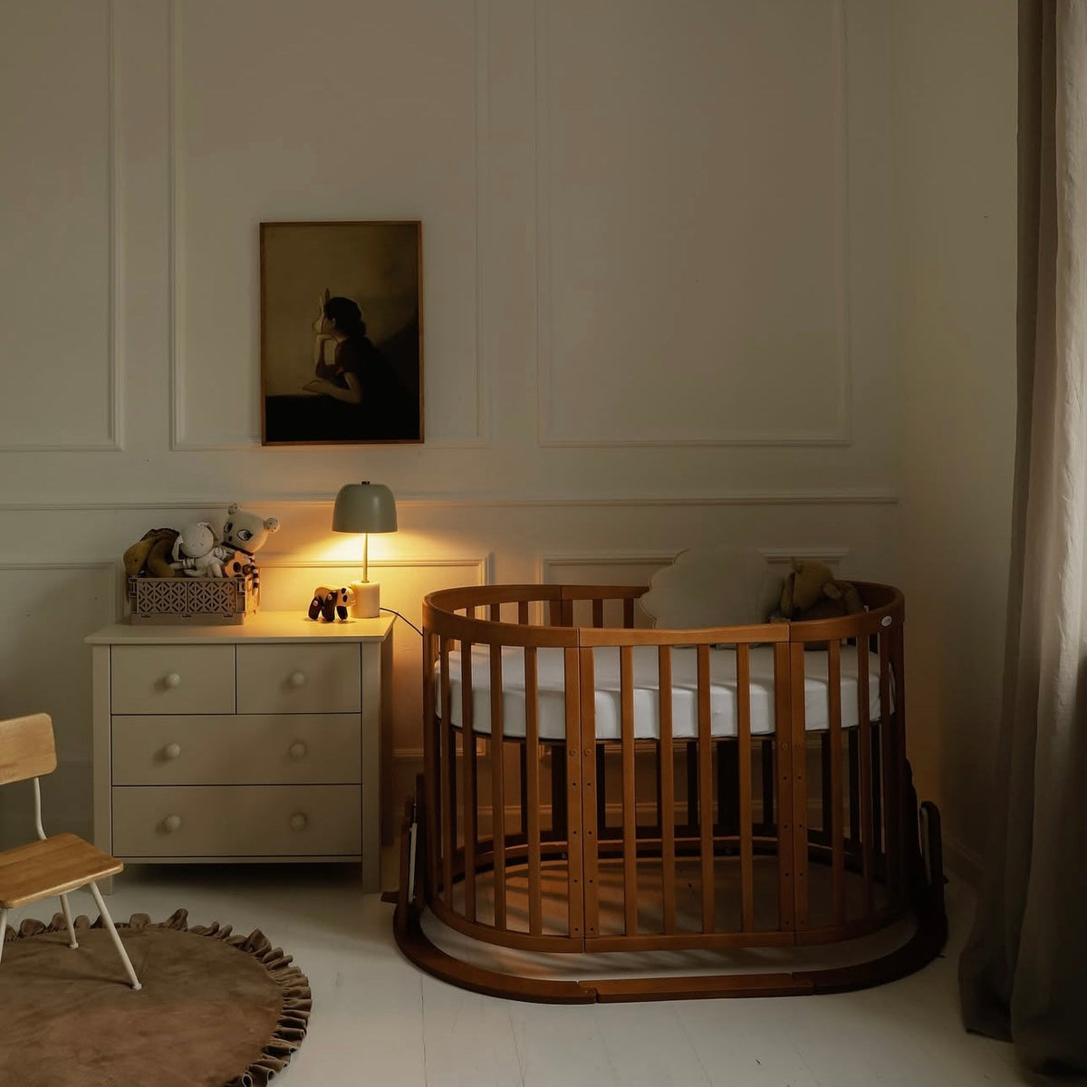 Lit bébé 7en1 Ovale Vintage – incl. Matelas