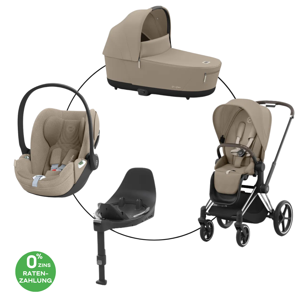 Cybex Priam Travel Bundle-Set 4in1 inkl Cloud T Plus Peach Pink / Brown /Chrome