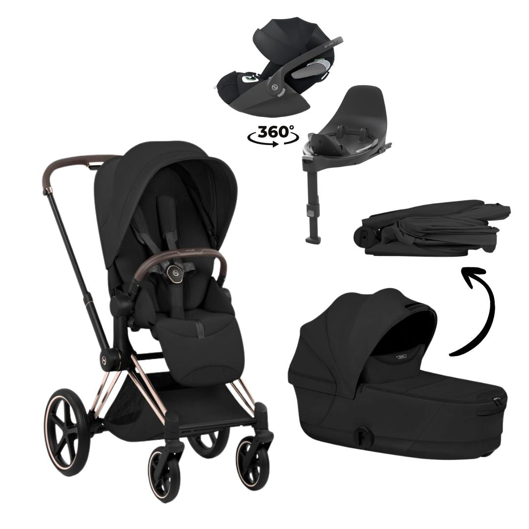 CYBEX Priam Style Rosegold Bundle - Set 4in1 inkl. Cloud T & Base T Off White