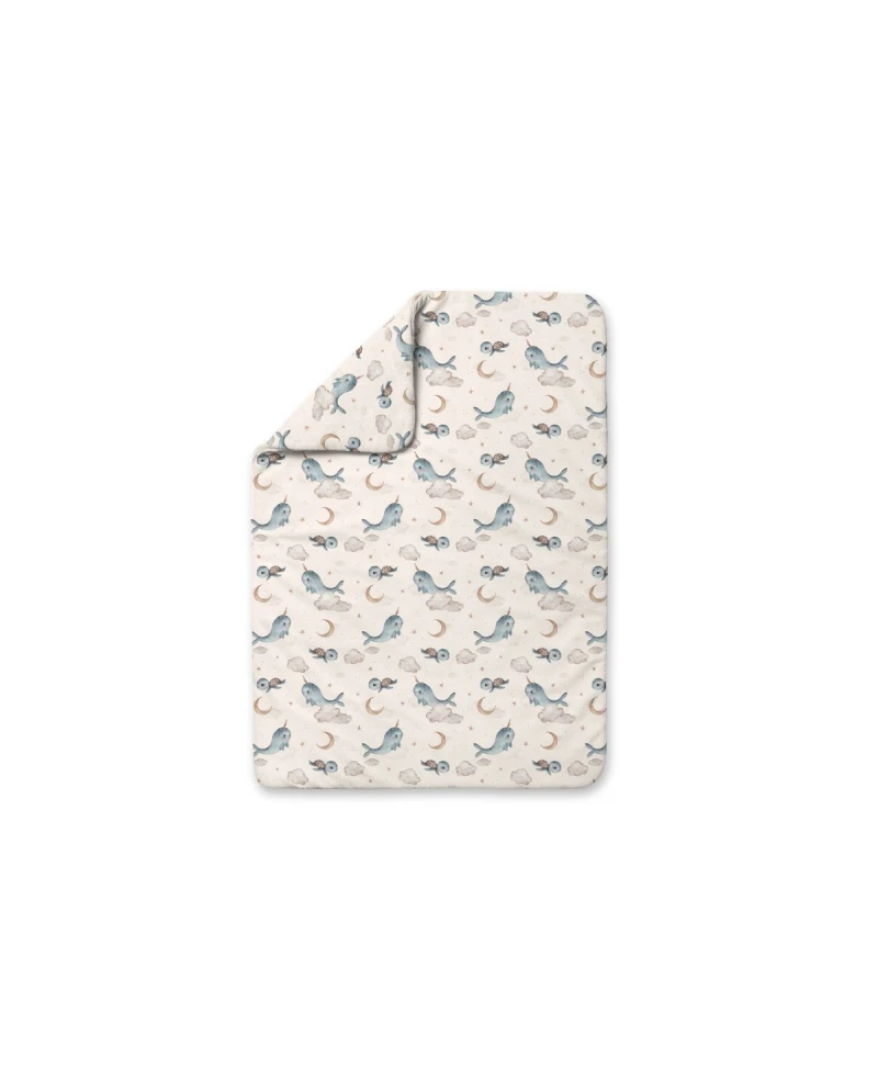 Bambus Decke & Kissen mit Füllung Wale Taupe