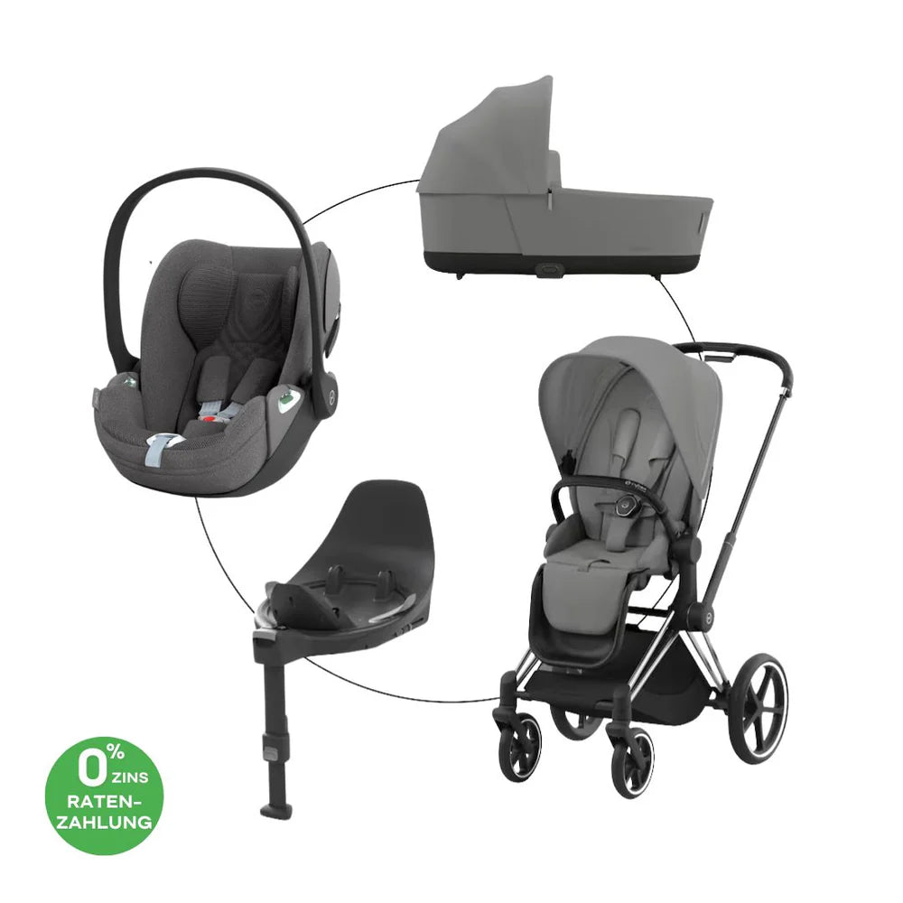 Cybex Priam Chrome Mirage Grey Travel Bundle-Set 4in1 inkl Cloud T Plus