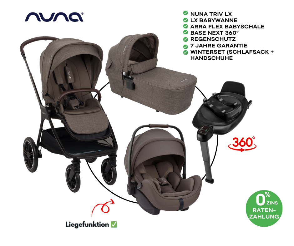 Nuna TRIV lx Chestnut 4in1 All-in-One Set inkl ARRA flex & BASE next Bundle