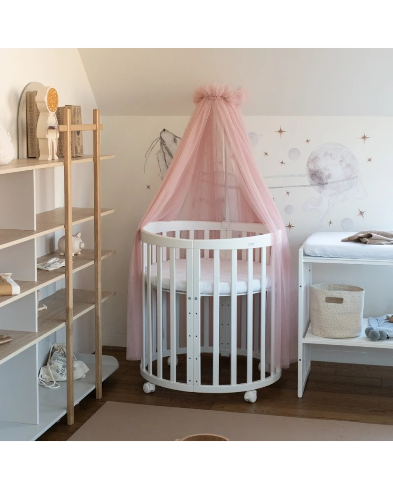 Baldachin aus Tüll in Rosa + Baldachin-Gestell