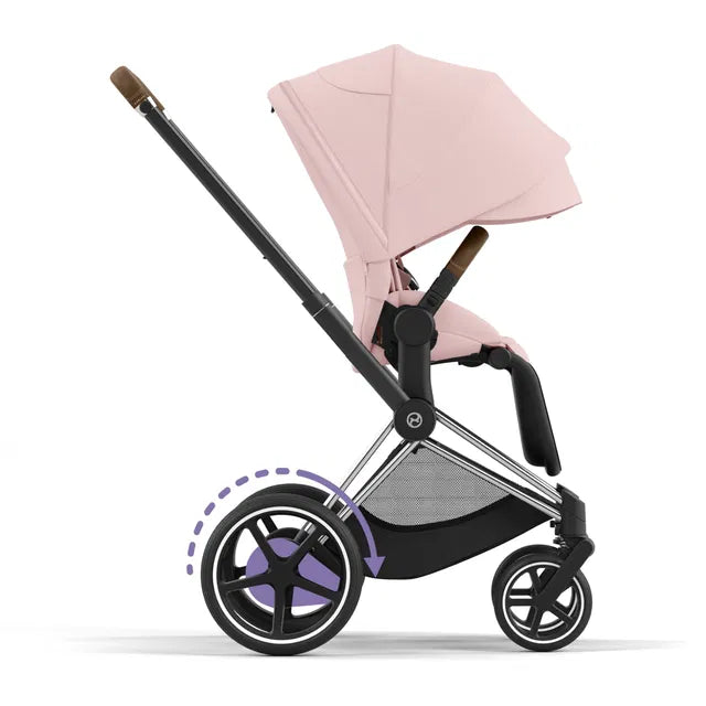 Cybex Chrome ePriam Travel Bundle-Set 4in1 inkl Cloud T Plus Chrome / Brown /Peach Pink