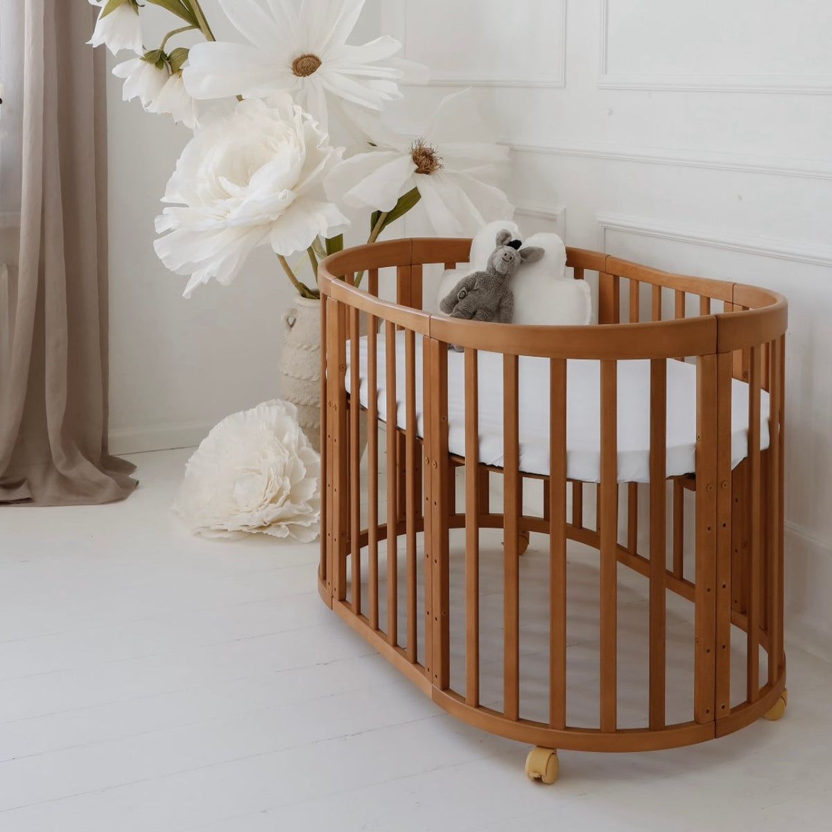 Lit bébé 7en1 Ovale Vintage – incl. Matelas