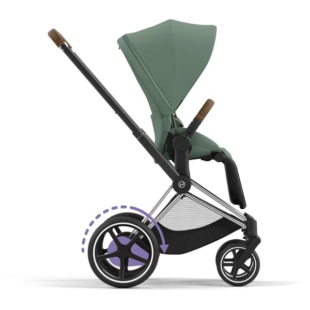 Cybex Chrome ePriam Travel Bundle-Set 4in1 inkl Cloud T Plus Chrome / Brown / Leaf Green