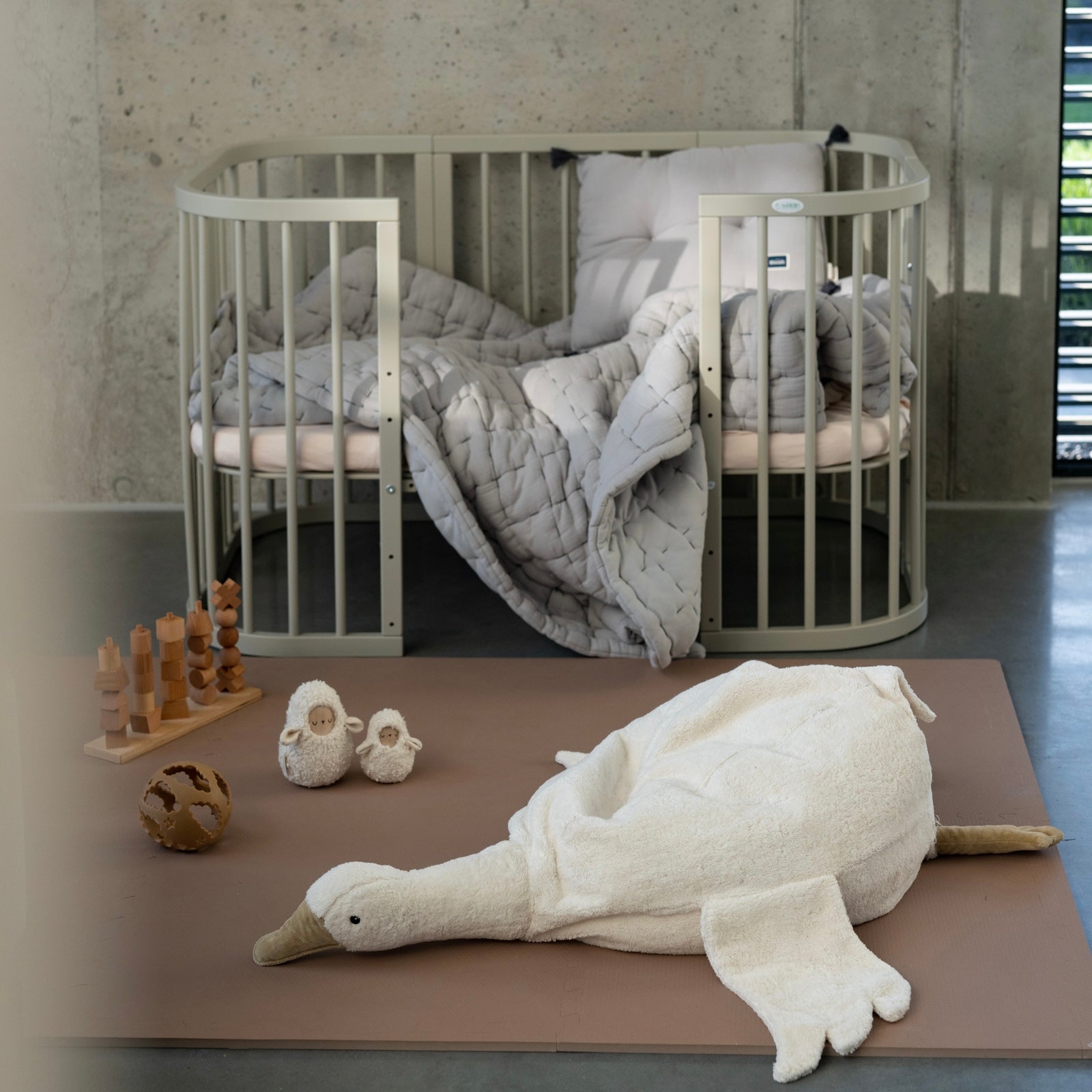 7in1 Babybett Quadi Olive – inkl. Matratze