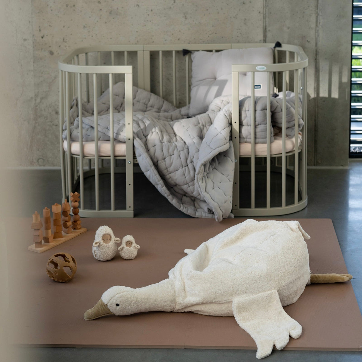Lit Bébé 7en1 Quadi Olive – incluant Matelas