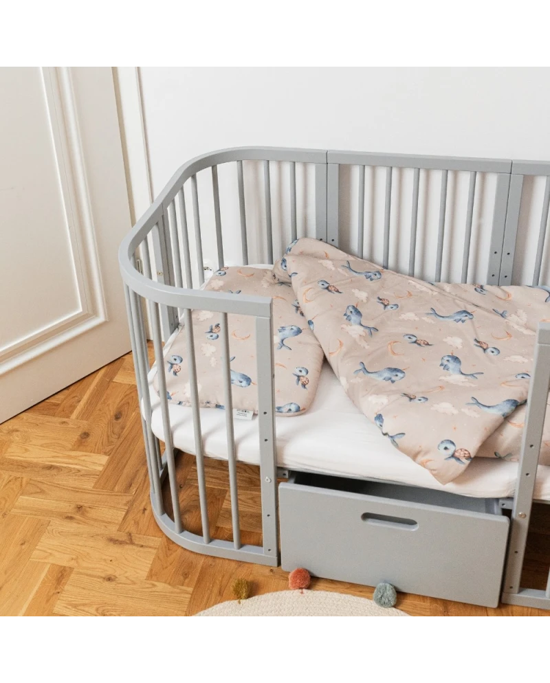 Bambus Decke & Kissen mit Füllung Wale Taupe