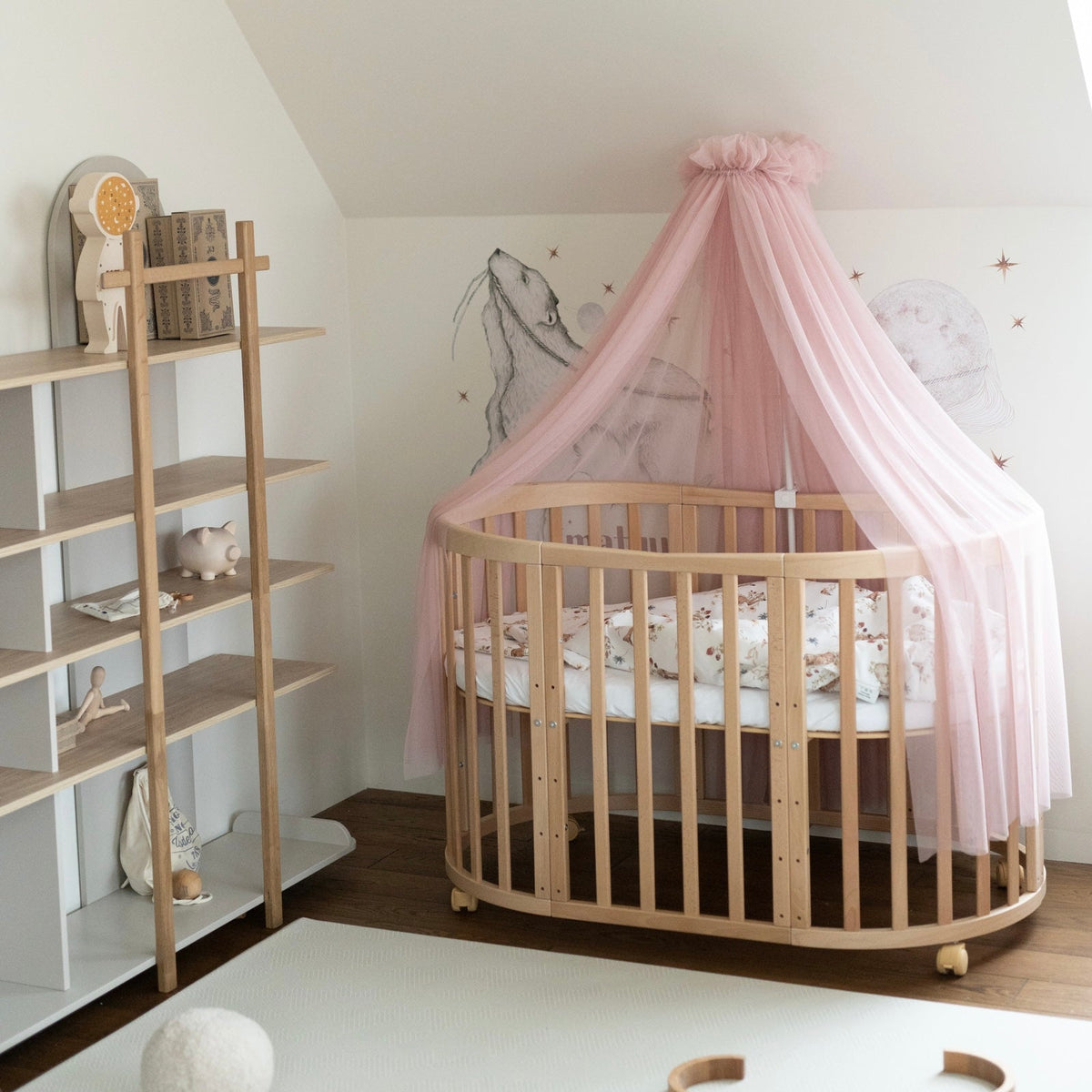 Lit Bébé 7en1 Ovale Nature – incluant Matelas