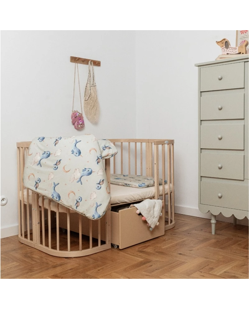 Bambus Decke & Kissen mit Füllung Wale Olive