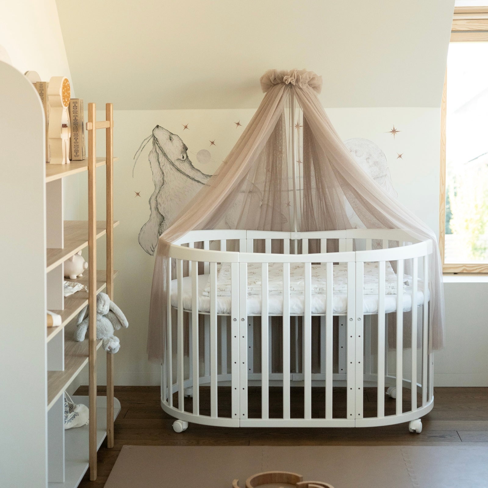 7in1 Babybett Oval Weiss – inkl. Matratze