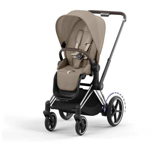 Cybex Chrome ePriam Travel Bundle-Set 4in1 inkl Cloud T Plus Chrome/ Brown /Cozy Beige
