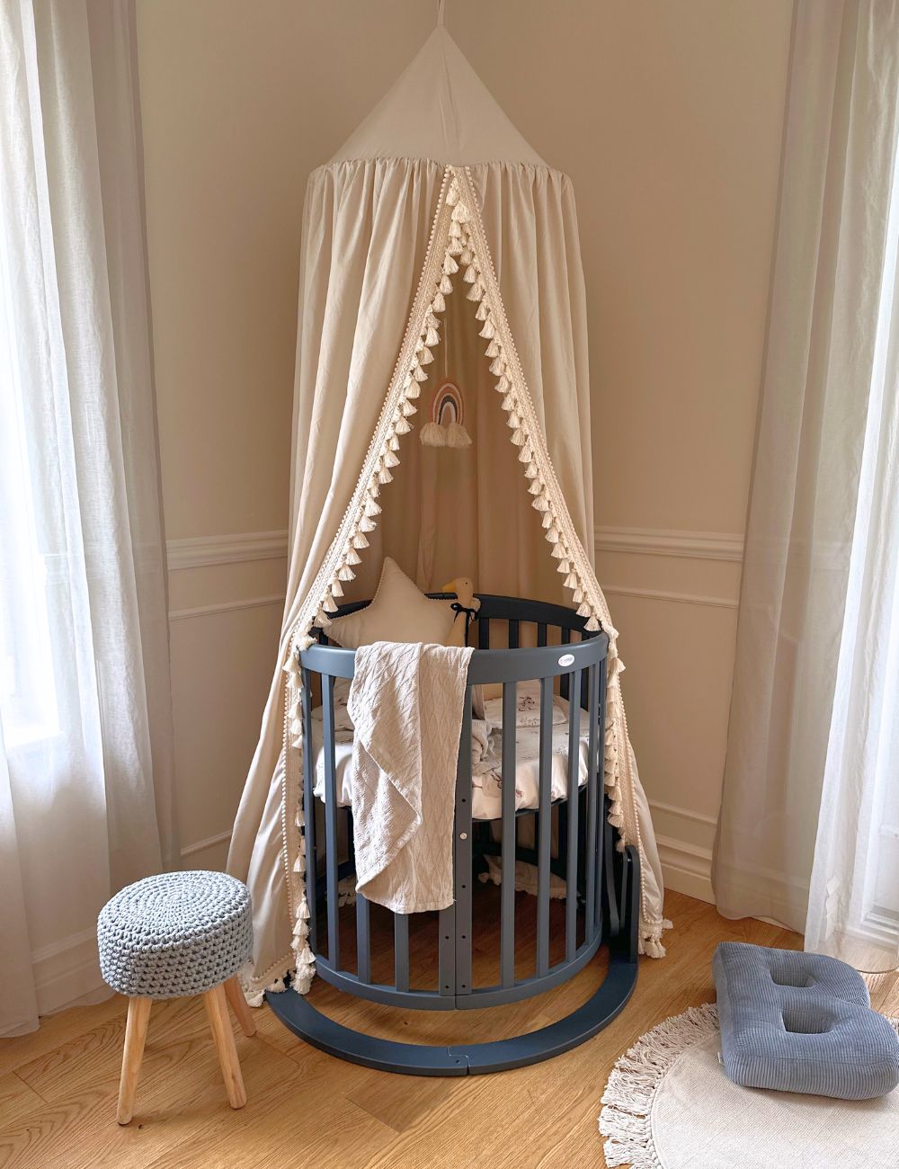 7in1 Babybett Oval Graffiti Bundle – inkl. Matratze