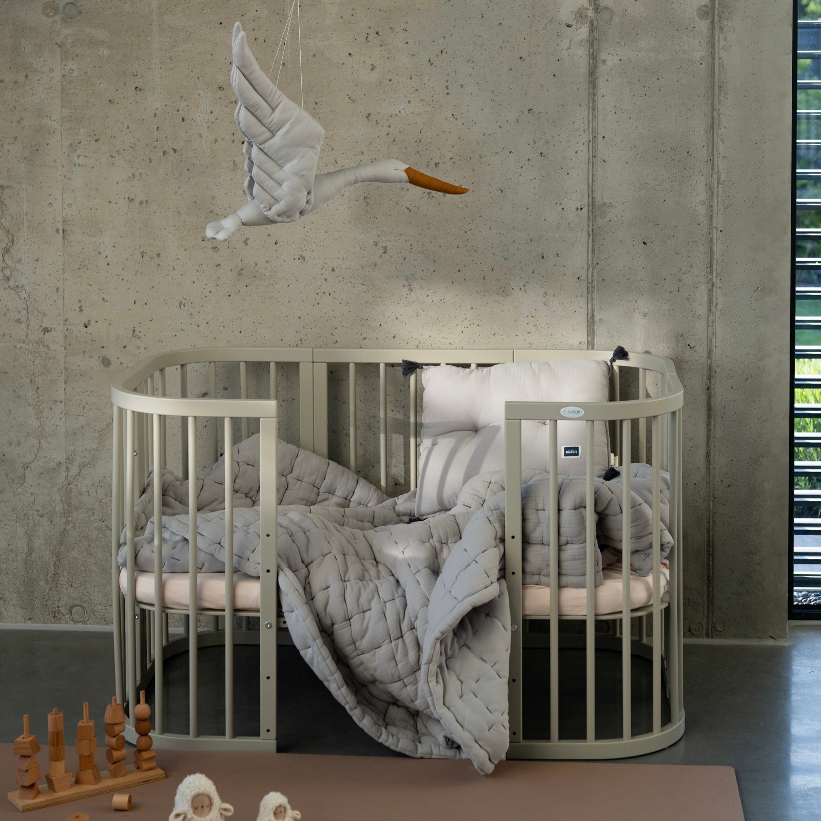 7in1 Babybett Quadi Olive – inkl. Matratze