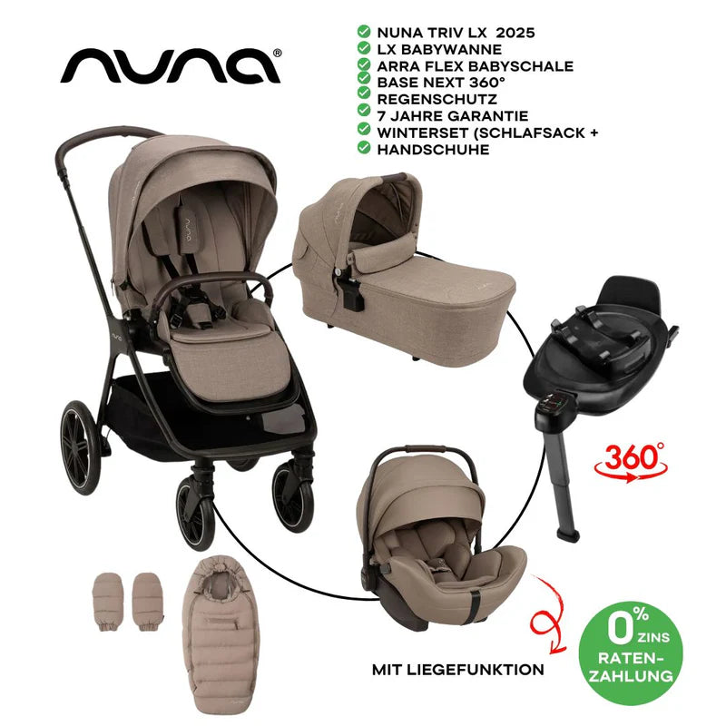 Nuna Triv LX Cedar Bundle 4in1 inkl Babybett Oval 5in1 Weiss