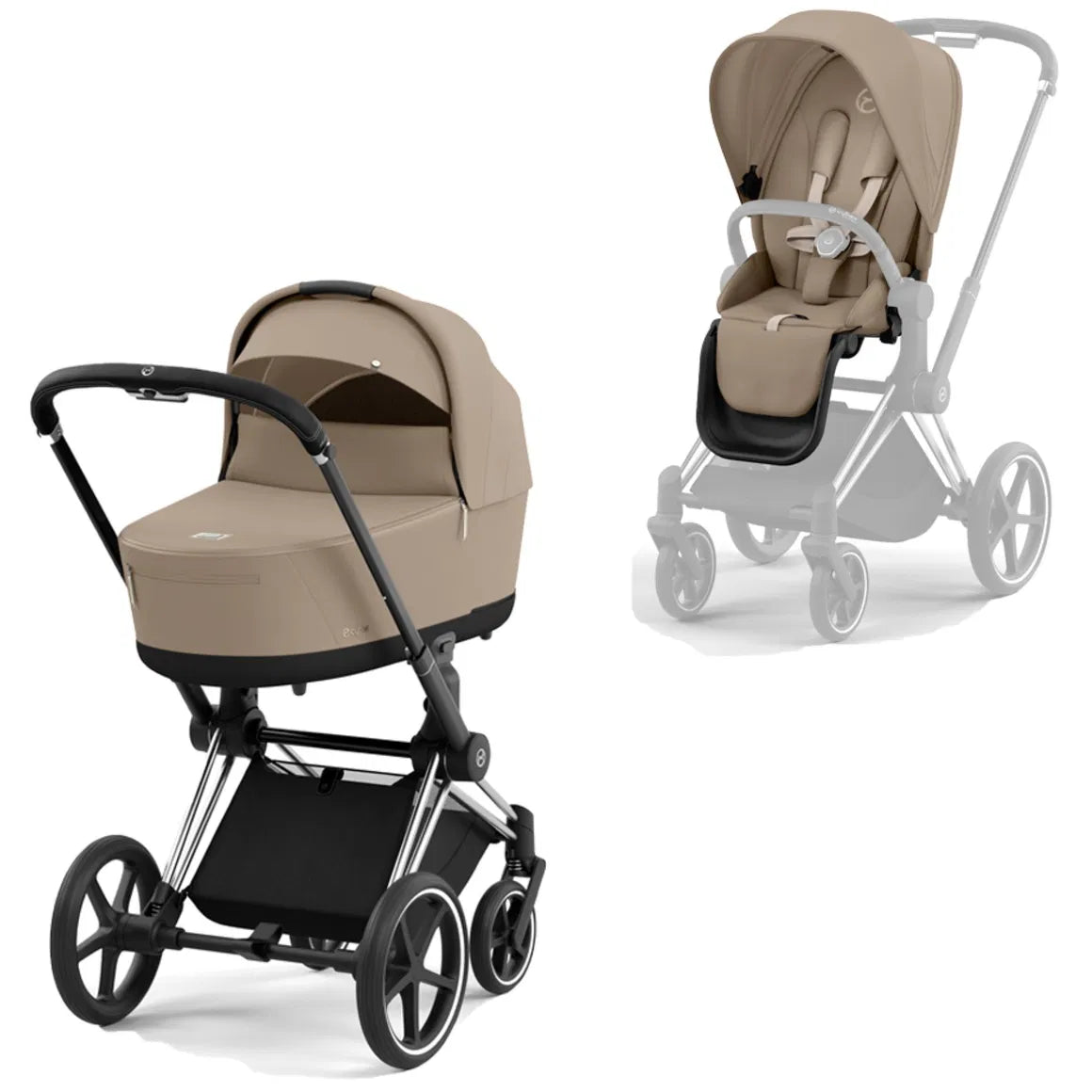 Cybex Priam Chrome Beige Travel Bundle-Set 4in1 inkl Cloud T Plus