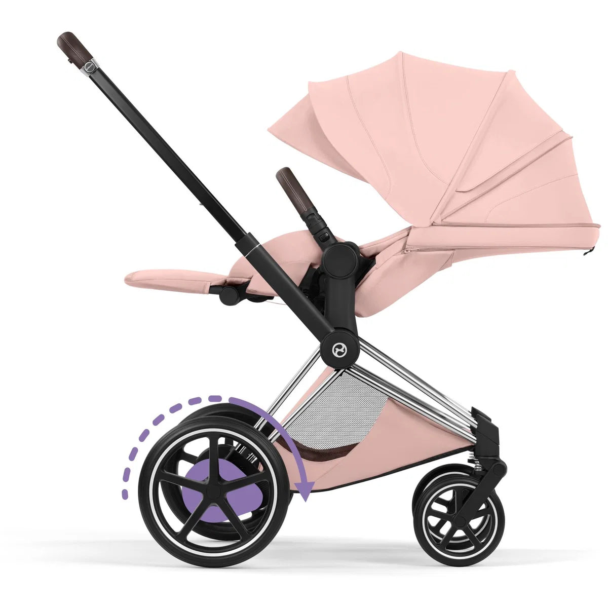 CYBEX E-Priam Style Chrome Bundle - Set 4in1 inkl. Cloud T & Base T Peach Pink