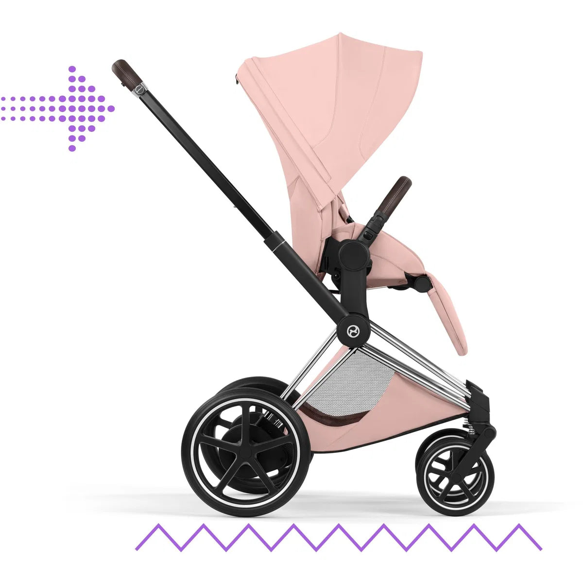 CYBEX E-Priam Style Chrome Bundle - Set 4in1 inkl. Cloud T & Base T Peach Pink