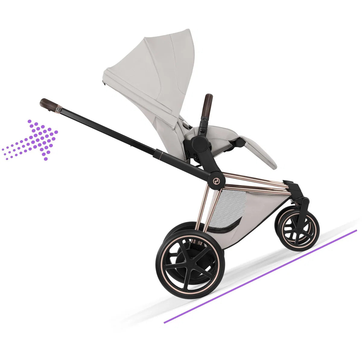 CYBEX Priam Style Rosegold Bundle - Set 4en1 incluant Cloud T & Base T Noir Sepia